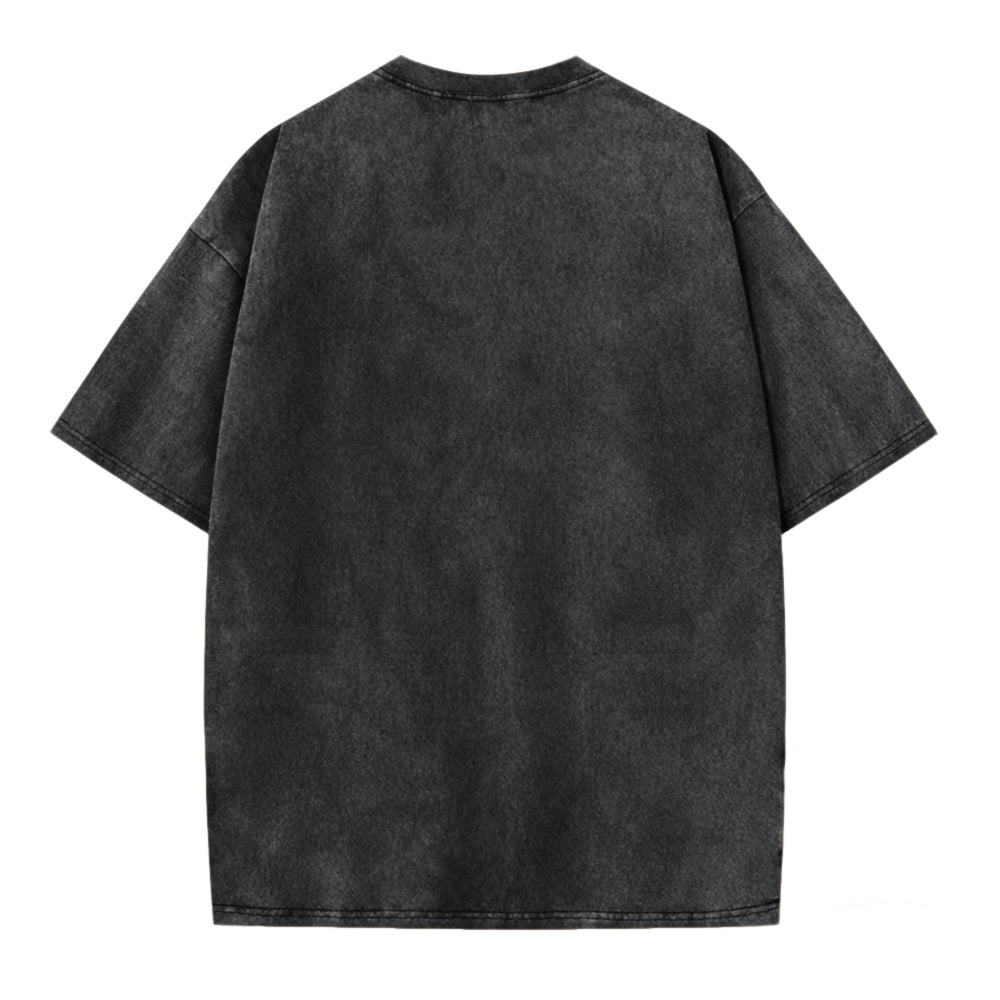 Japanese Style Grumpy Frog Print Washed T-shirt