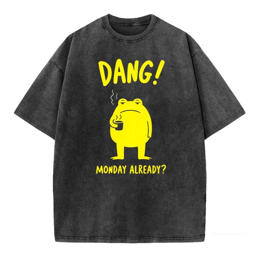 Monday Blues Relatable Frog Acid Washed T-shirt