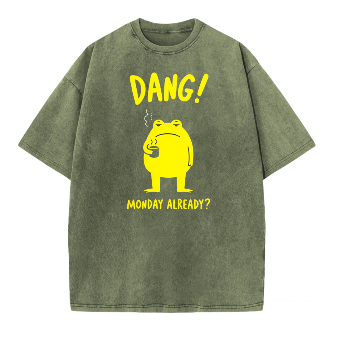 Monday Blues Relatable Frog Acid Washed T-shirt